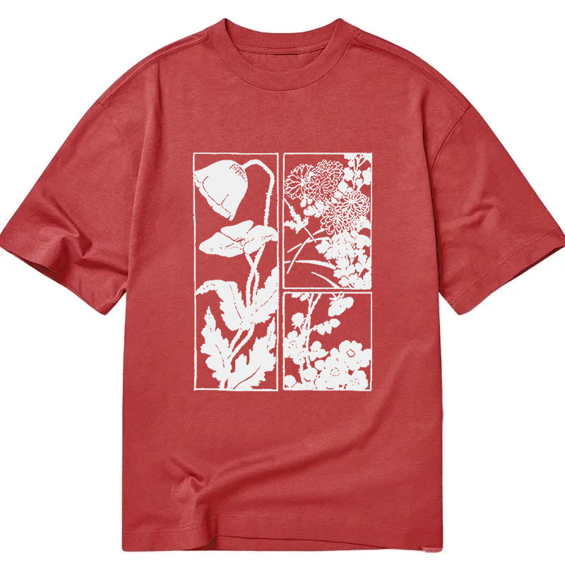 Modecanvas Woodcut Flowers DTG Printing Classic T-Shirt-modecanvas