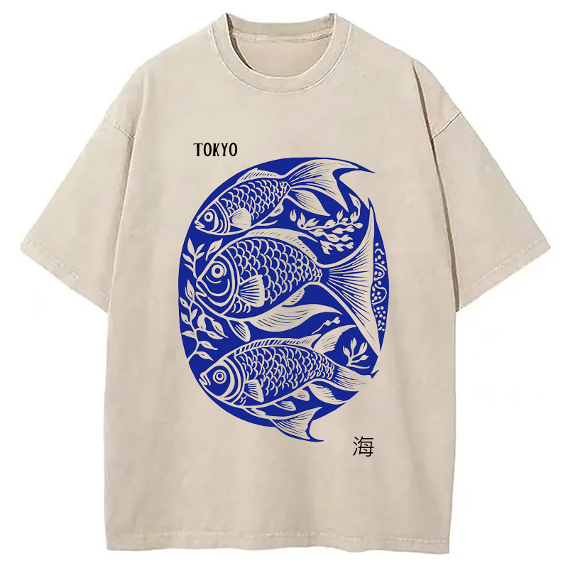 Modecanvas Tokyo Sea Life Park Washed T-Shirt