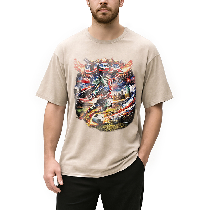 Modecanvas USA Football Skull DTG Printing Washed T-Shirt