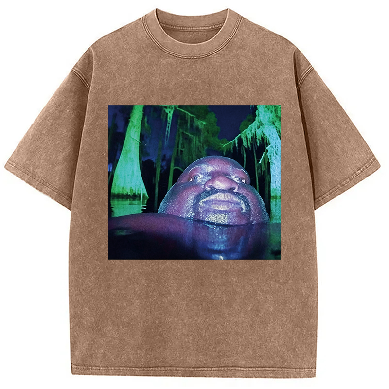 Modecanvas Black Guy in Swamp DTG Printing Washed T-Shirt