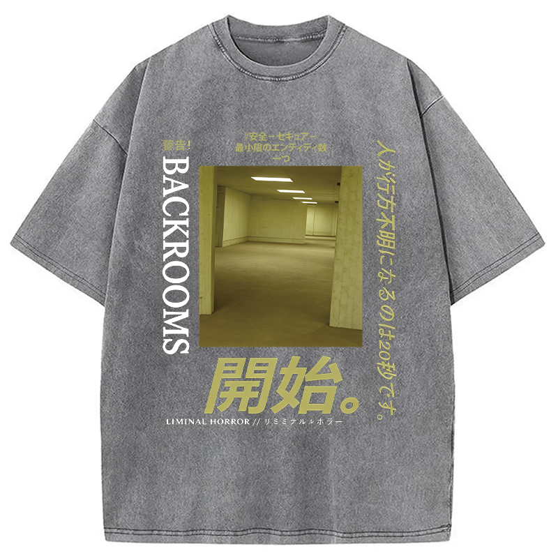 Modecanvas Backrooms Level 0 DTG Printing Washed T-Shirt-modecanvas