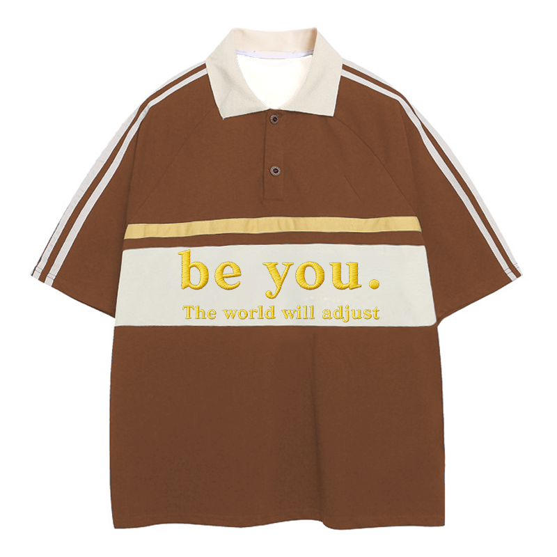 Modecanvas Be You The World Will Adjust Polo Embroidered T-Shirt