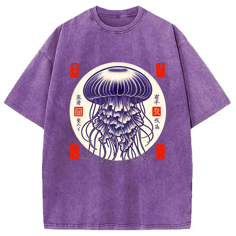 Modecanvas Japanese jellyfish Vintage Washed T-Shirt