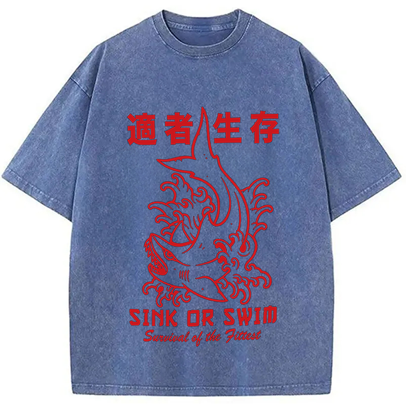 Modecanvas Sink Or Swim DTG Printing Washed T-Shirt