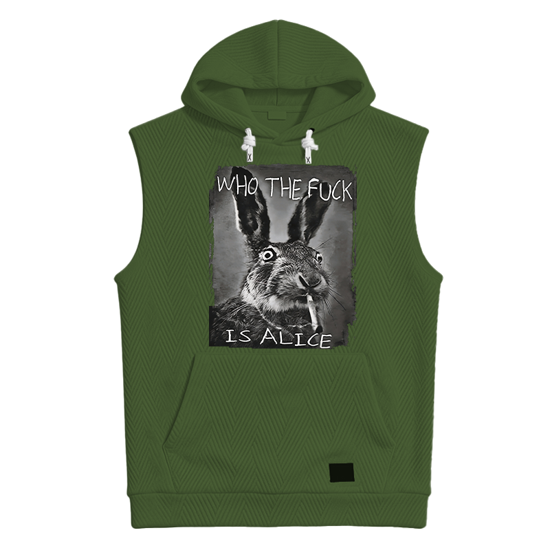 Modecanvas Who The F*ck Is Alice Rabbit Funny Hooded Tank