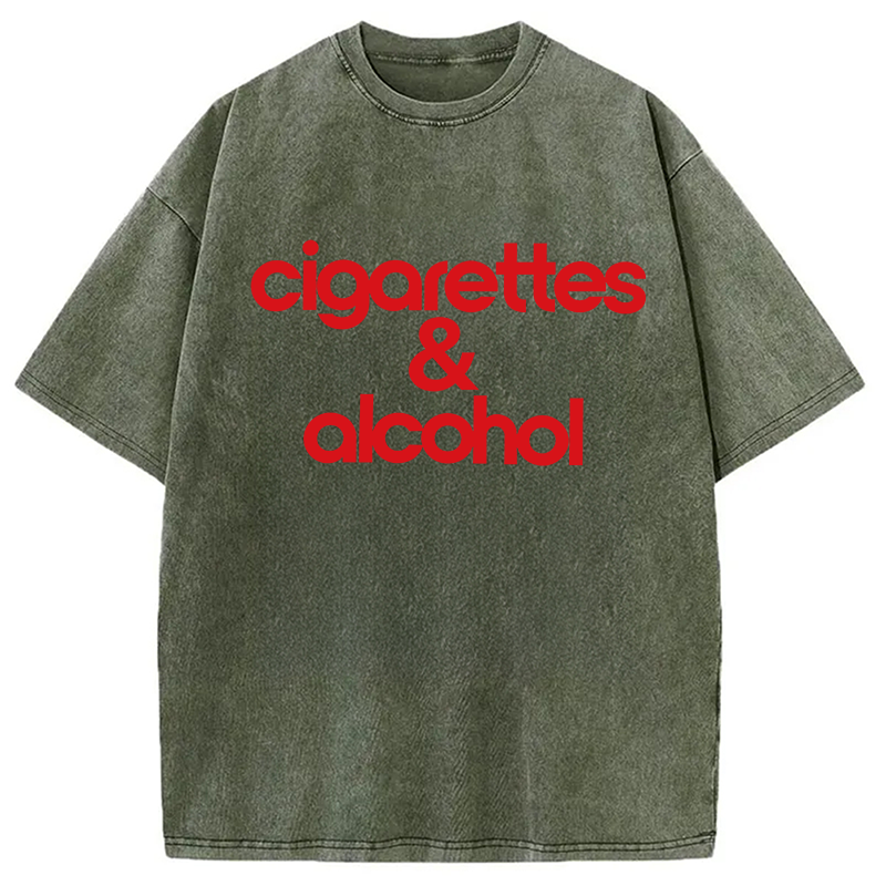 Modecanvas Cigarettes & Alcohol DTG Printing Washed T-Shirt
