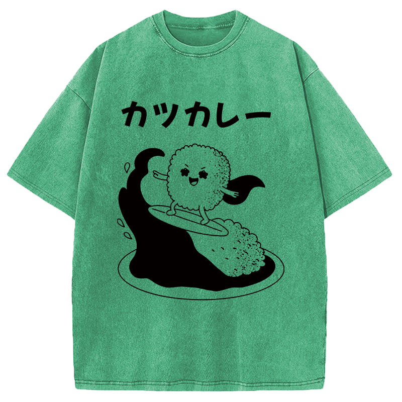 Modecanvas Surfer Sushi DTG Printing Washed T-Shirt