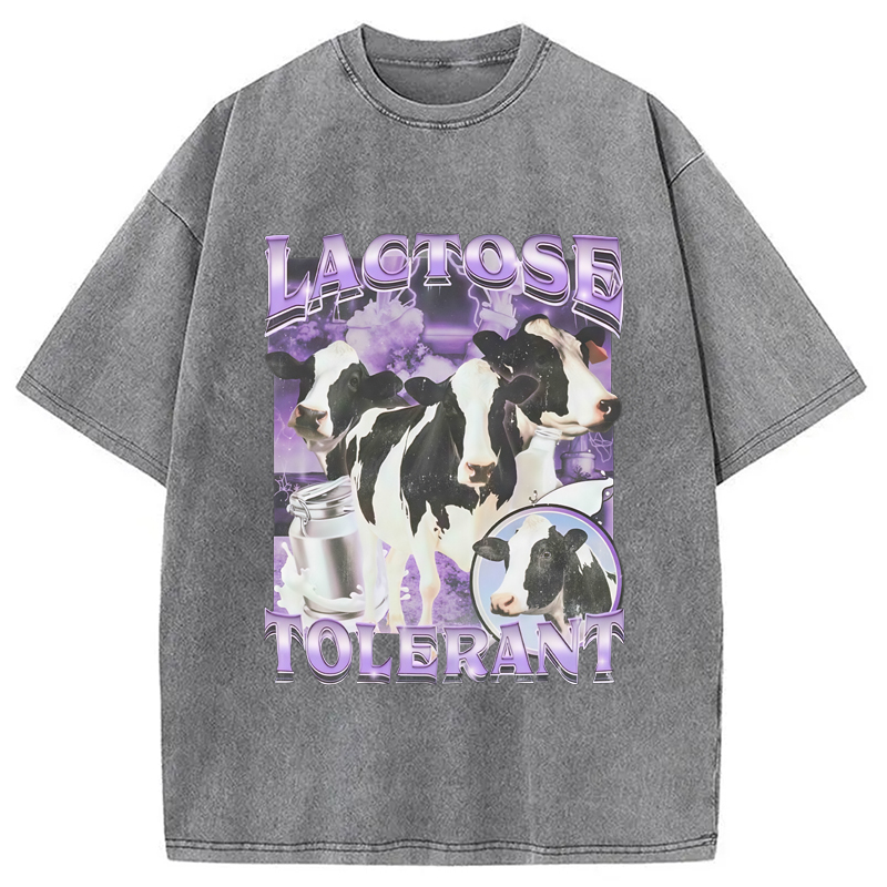 Modecanvas Lactose Tolerant Cow Washed T-Shirt