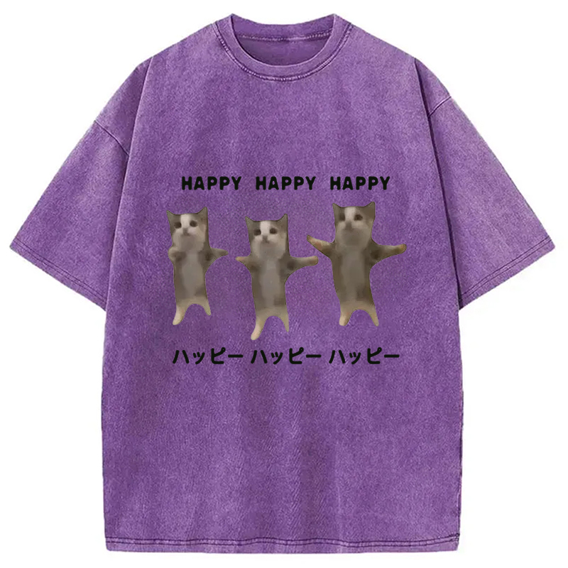 Modecanvas Dancing Cats Washed T-Shirt