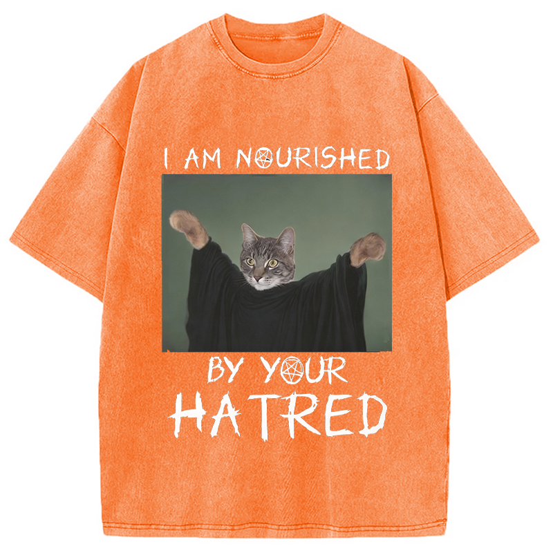 Modecanvas Funny Gothic Cat DTG Printing Washed T-Shirt