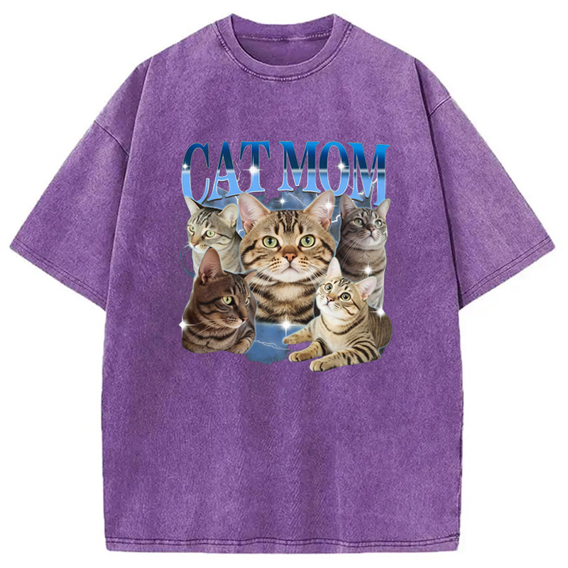 Modecanvas Cat Mom Meme Washed T-Shirt