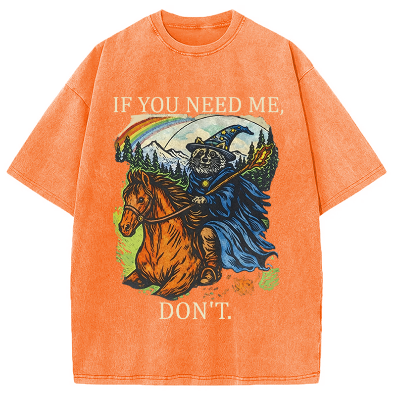 Modecanvas Funny Raccoon Wizard Gamer DTG Printing Washed T-Shirt
