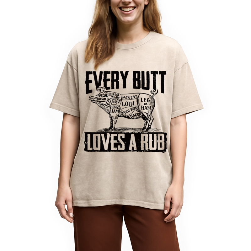 Modecanvas BBQ Pork Butt Rub Funny DTG Printing Washed T-Shirt
