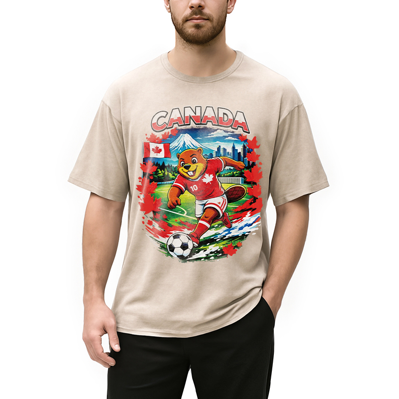 Modecanvas Canada Soccer DTG Printing Washed T-Shirt