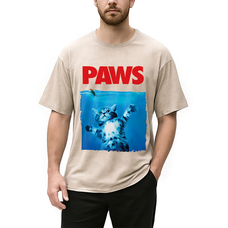 Modecanvas Paws Cat Meme Washed T-Shirt