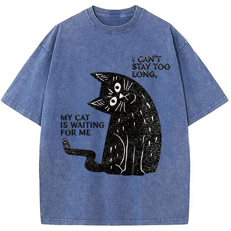 Modecanvas My Cat Is Waiting for Me Washed T-Shirt