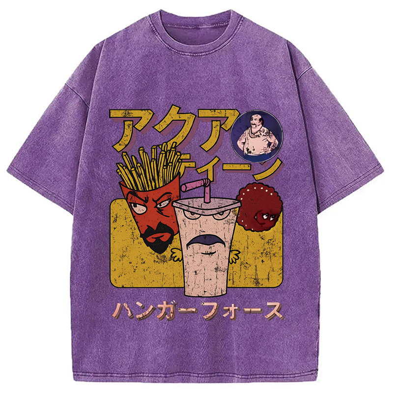 Modecanvas Aqua Teen Hunger Force Japanese Retro Washed T-Shirt-modecanvas