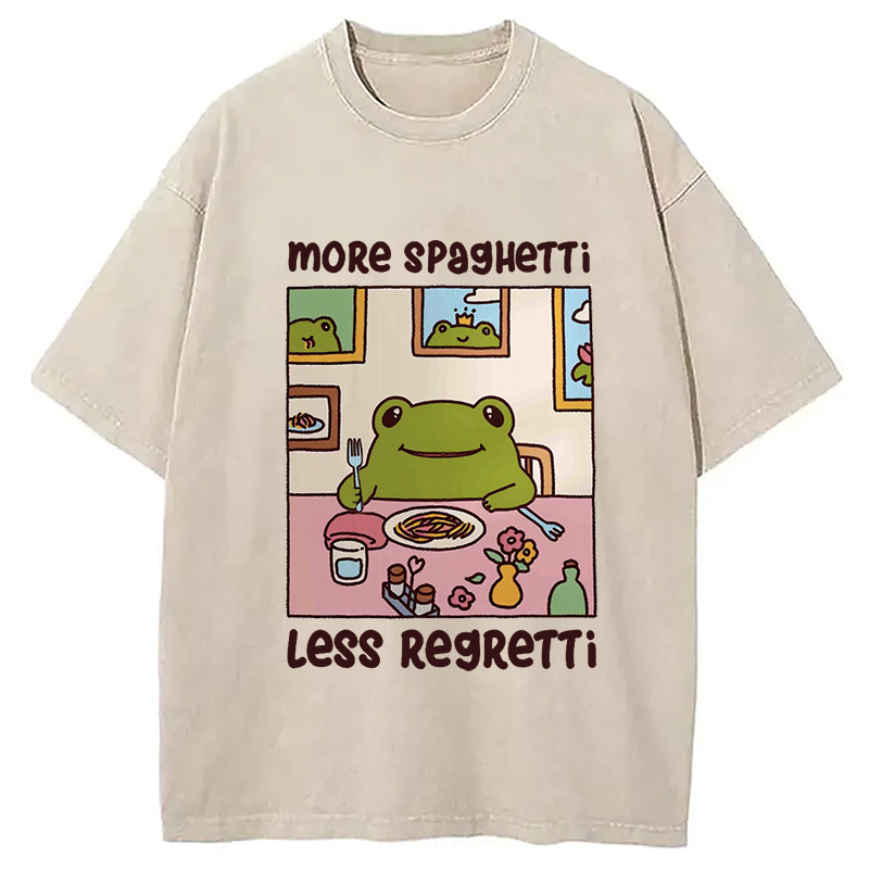 Modecanvas More Spaghetti Less Regretti Frog Washed T-Shirt