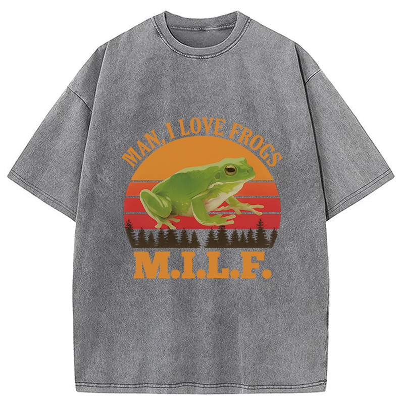 Modecanvas M.I.L.F. Vintage Frog Washed T-Shirt