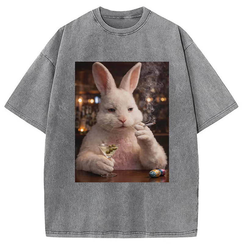 Modecanvas Unhinged Easter Bunny DTG Printing Washed T-Shirt