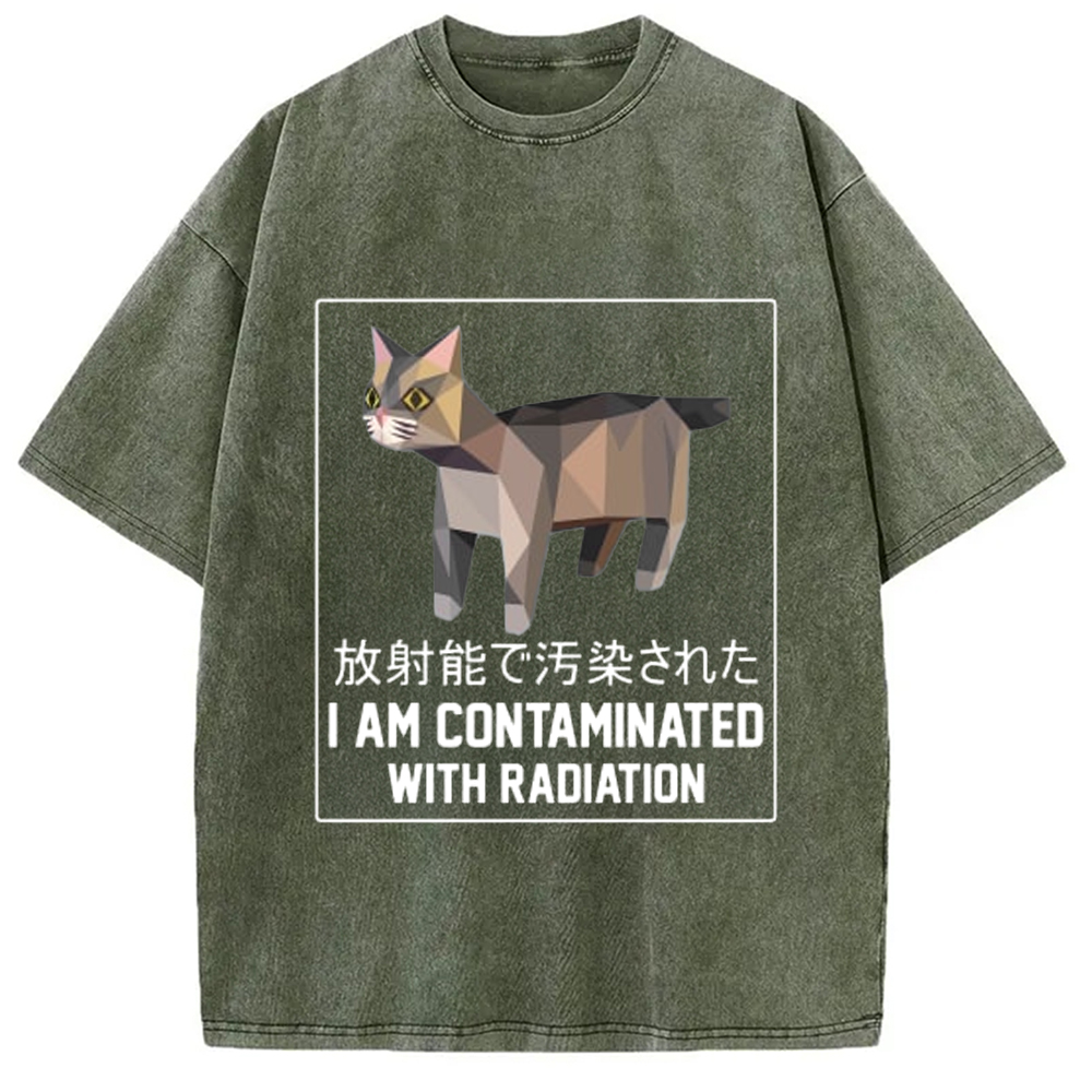 Modecanvas I Am Contaminated with Radiation Meme Washed T-Shirt-modecanvas