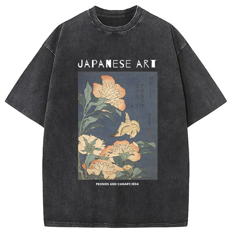 Modecanvas Peonies and Cherry Washed T-Shirt