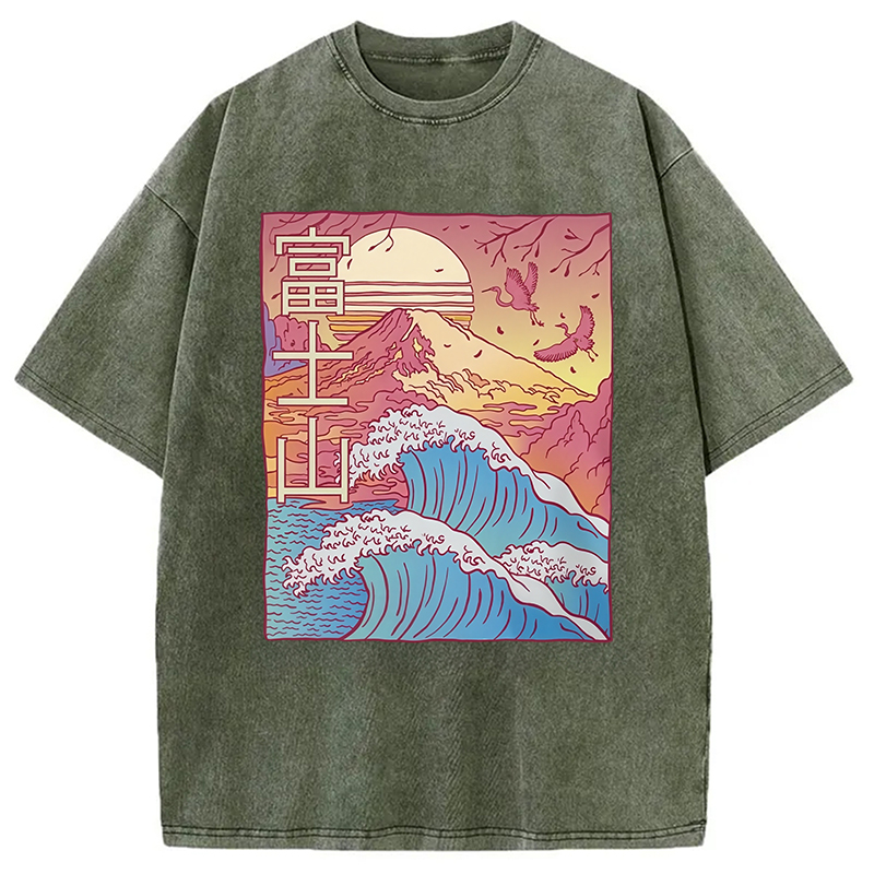 Modecanvas Japanese Fuji Wave Washed T-Shirt