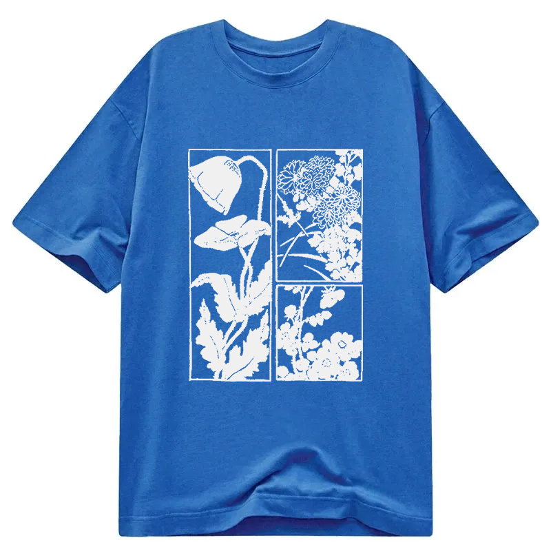 Modecanvas Woodcut Flowers DTG Printing Classic T-Shirt-modecanvas