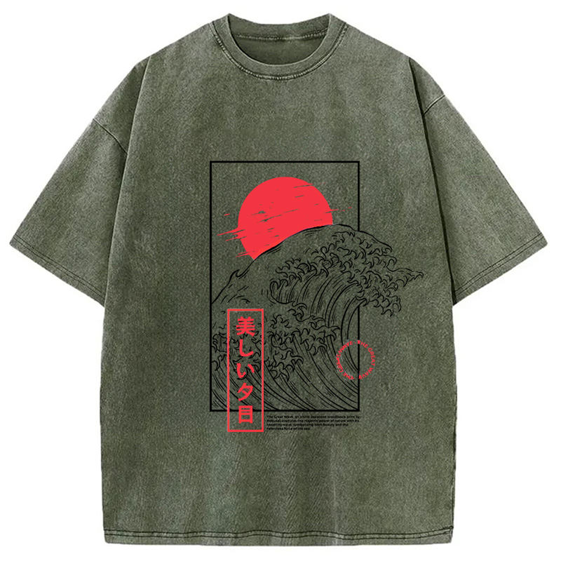 Modecanvas The Great Wave Vintage Washed T-Shirt