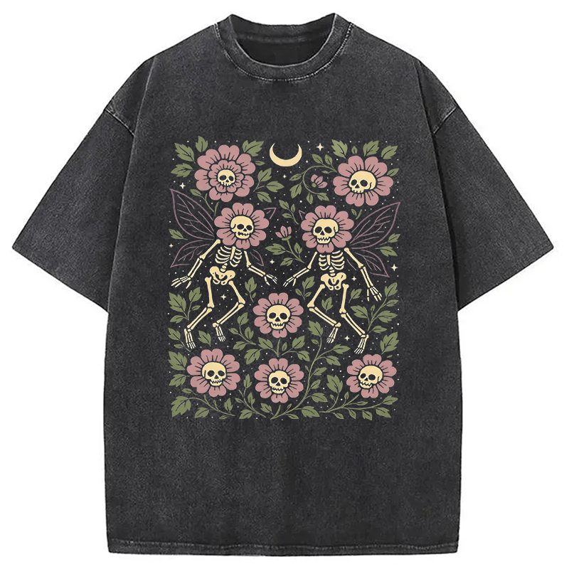 Modecanvas Skeleton Fairy Grunge Washed T-Shirt