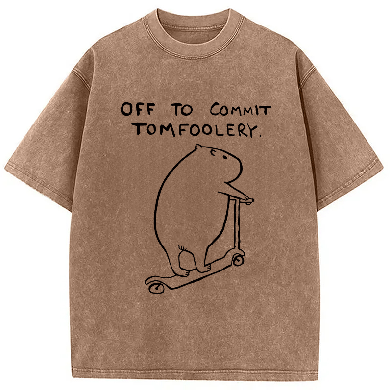 Modecanvas Capybara Is Ready Washed T-Shirt