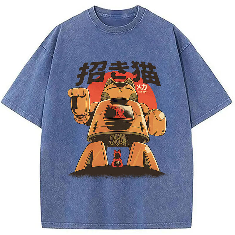 Modecanvas Mecha Cat Washed T-Shirt