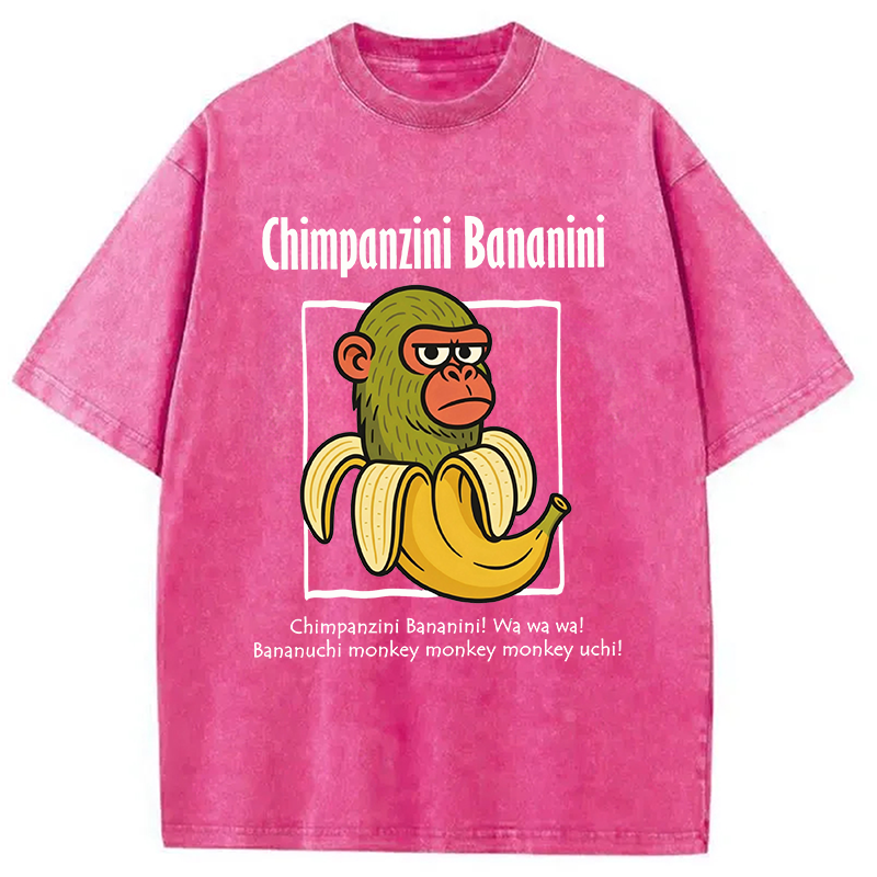 Modecanvas Chimpanzini Bananini Funny DTG Printing Washed T-Shirt