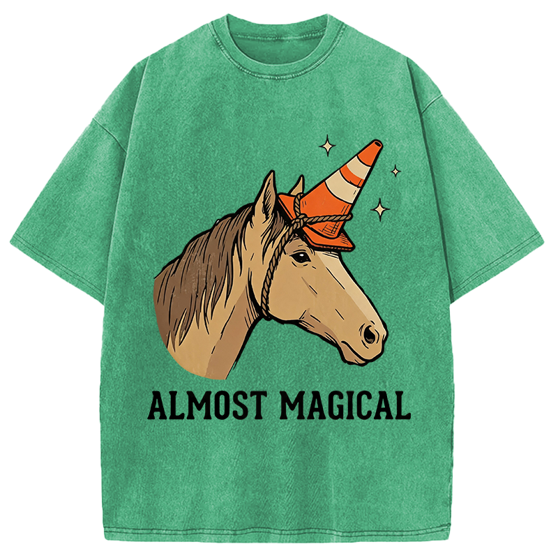 Modecanvas Almost Magical Horse DTG Printing Washed T-Shirt