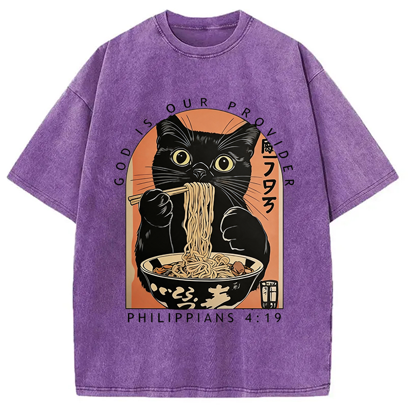 Modecanvas God Is Our Provider DTG Printing Washed T-Shirt