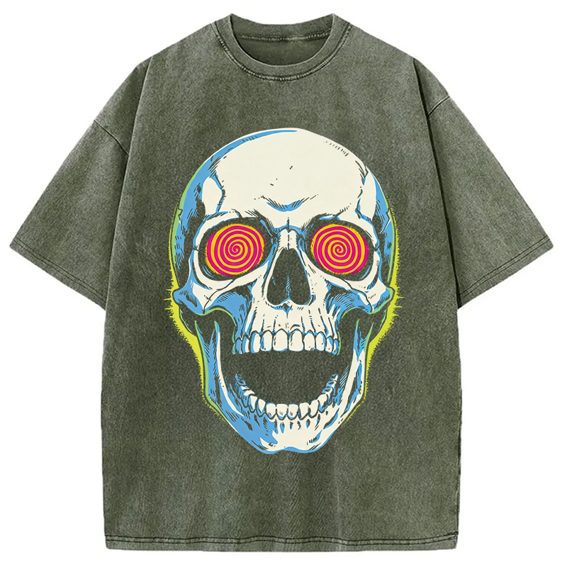 Modecanvas Spiral Death Stare DTG Printing Washed T-Shirt-modecanvas