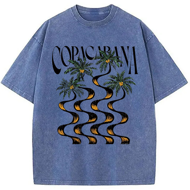 Modecanvas Copacabana Palm Tree DTG Printing Washed T-Shirt