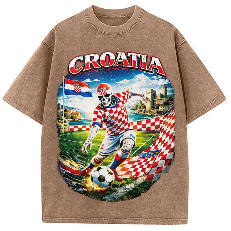 Modecanvas Croatia Soccer DTG Printing Washed T-Shirt