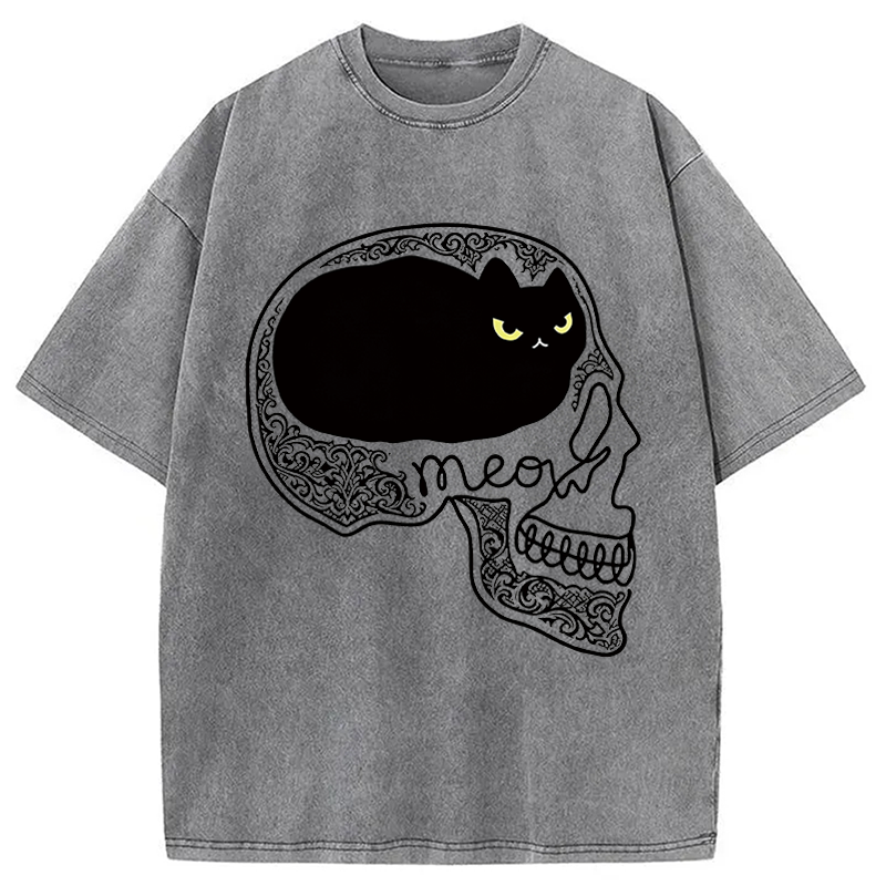 Modecanvas All I Can Think About Is Cat DTG Printing Washed T-Shirt