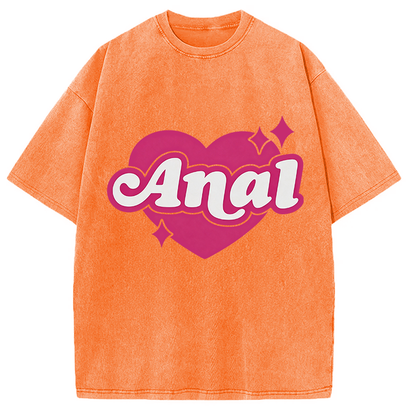 Modecanvas Anal Heart DTG Printing Washed T-Shirt