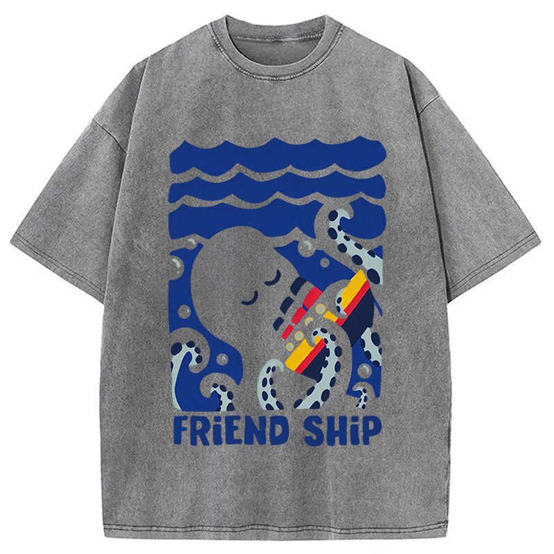Modecanvas Friend Ship DTG Printing Washed T-Shirt