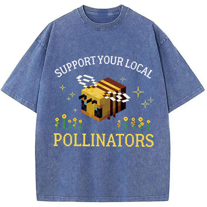Modecanvas Support Your Local Pollinators DTG Printing Washed T-Shirt