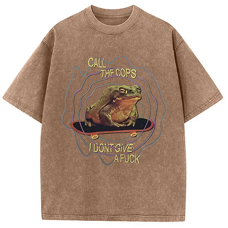 Modecanvas Call The Copes IDGAF DTG Printing Washed T-Shirt