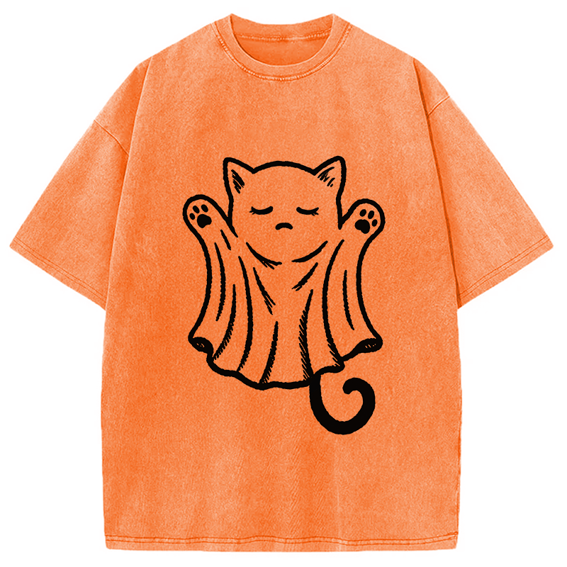 Modecanvas Cat Ghost Washed T-Shirt