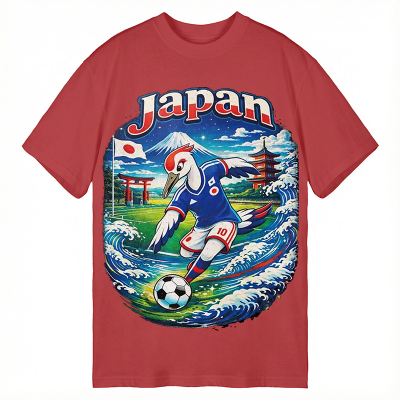 Modecanvas Japan Crane Soccer DTG Printing Classic T-Shirt-modecanvas
