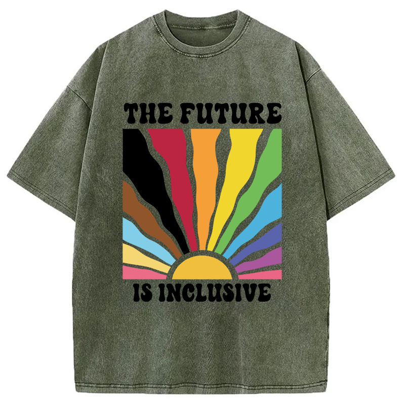Modecanvas Pride Future Is Inclusive DTG Printing Washed T-Shirt