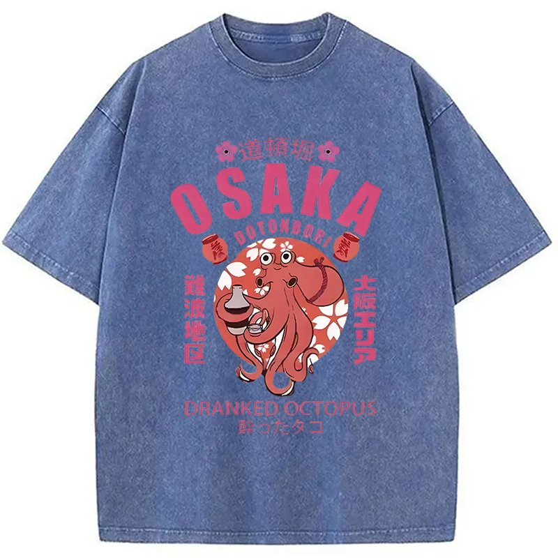 Modecanvas Sakura And Octopus Washed T-Shirt