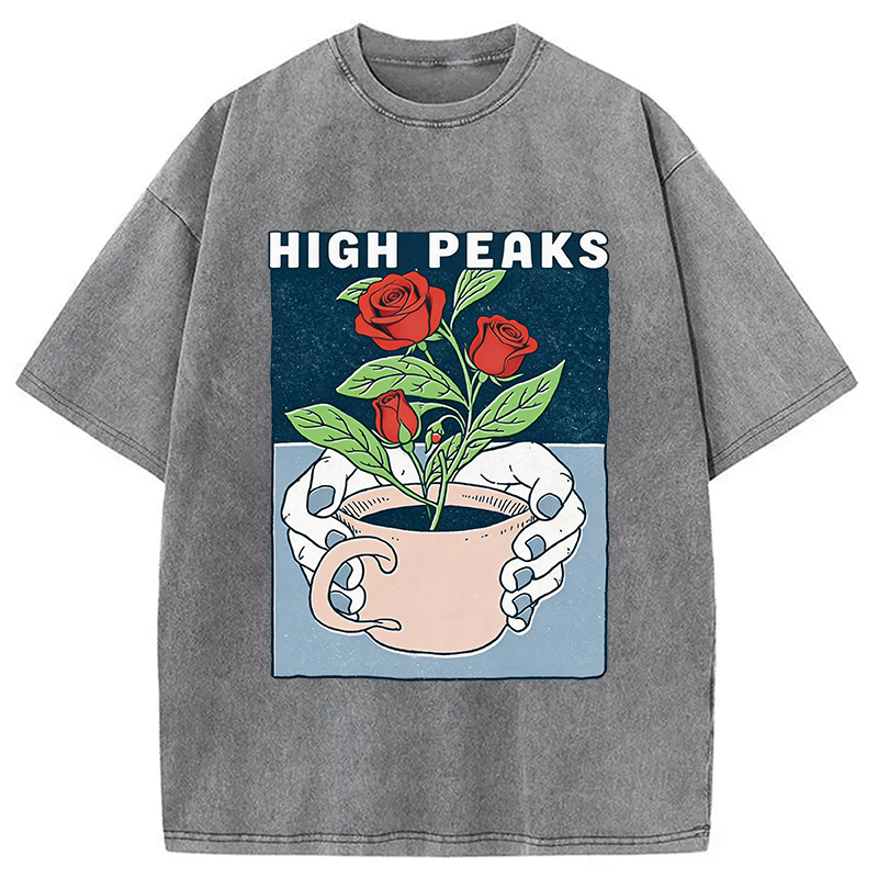 Modecanvas Planted Flower DTG Printing Washed T-Shirt