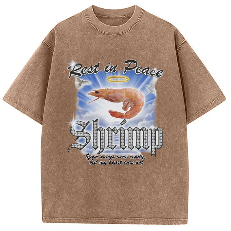 Modecanvas RIP SHRIMP Washed T-Shirt