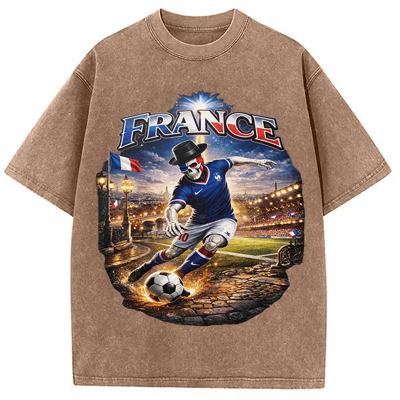 Modecanvas France Soccer DTG Printing Washed T-Shirt